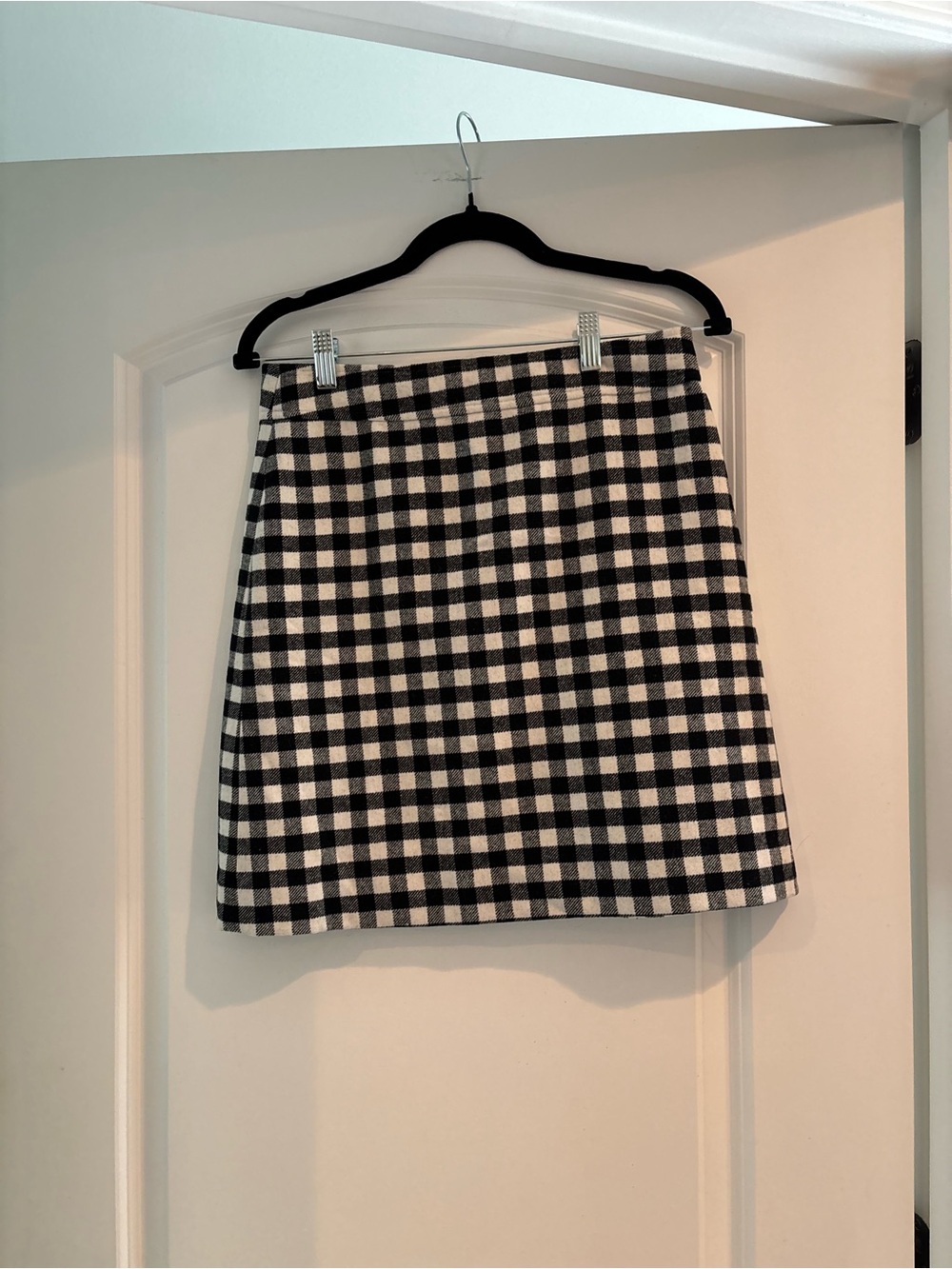 J. Crew Factory Black and White Gingham Mini Skirt